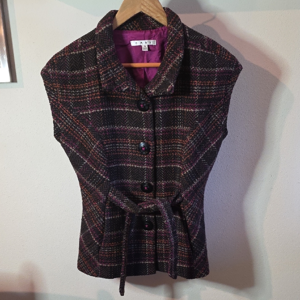 CAbi Brown Pattern Satin Lined  Vest